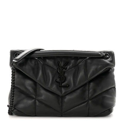 Saint Laurent Lambskin Quilted Monogram Monochrome Small Loulou Puffer Chain Satchel Black 1 of 10