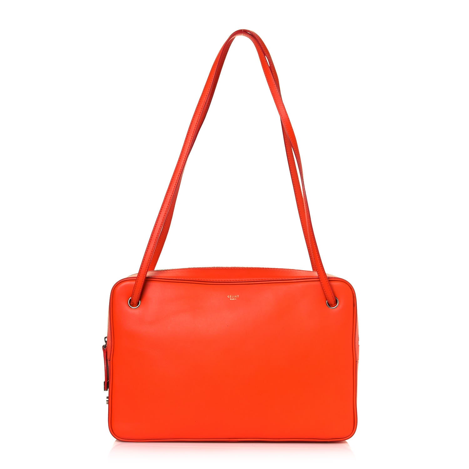 Celine Nappa Side Lock Dragonne Shoulder Bag Bright Orange 1 of 13