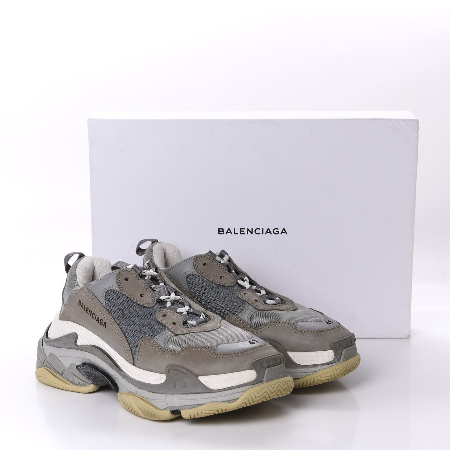 Fabric Mesh Mens Triple S Sneakers 41 Beige Bleu Gray