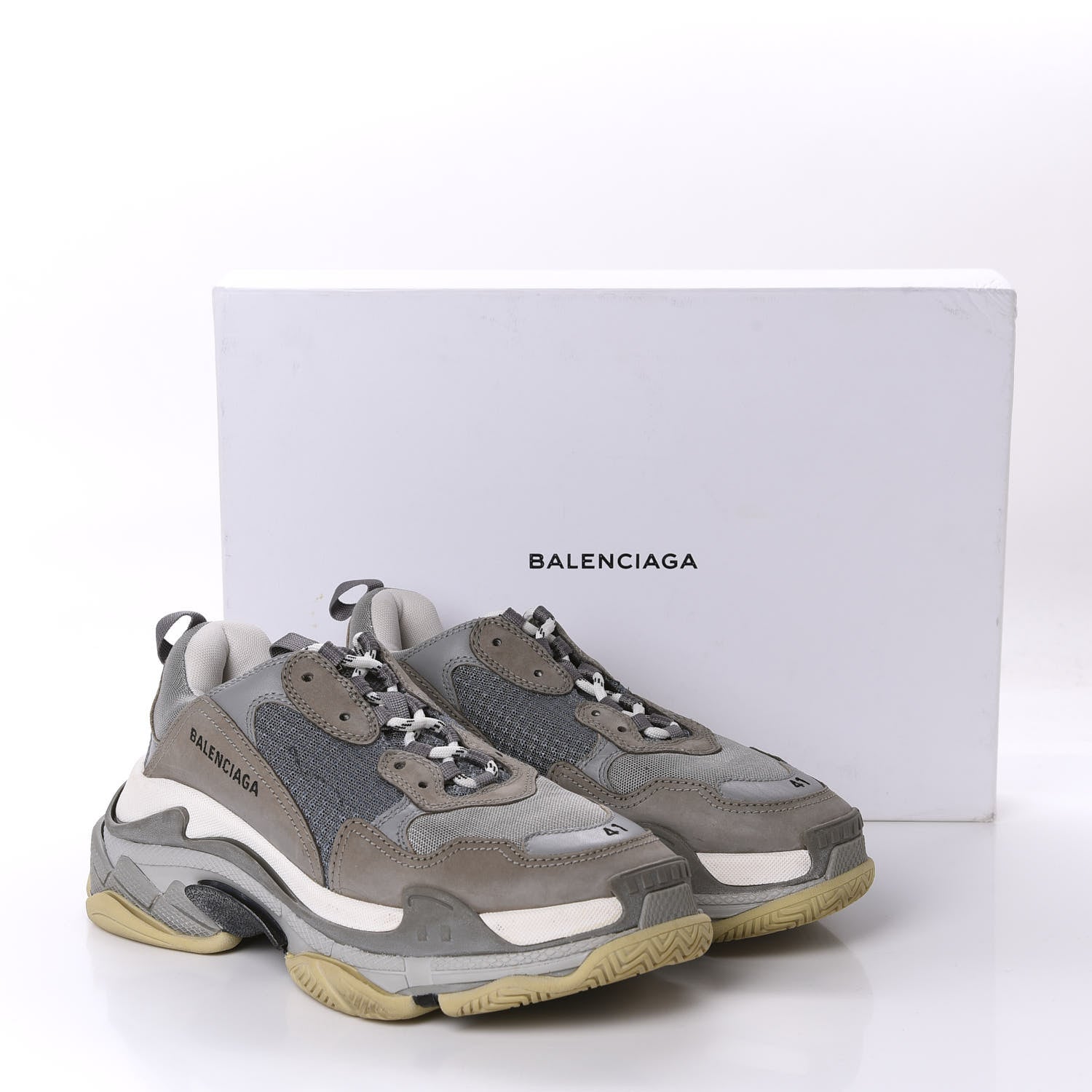 Balenciaga Fabric Mesh Mens Triple S Sneakers 41 Beige Bleu Gray 10 of 10