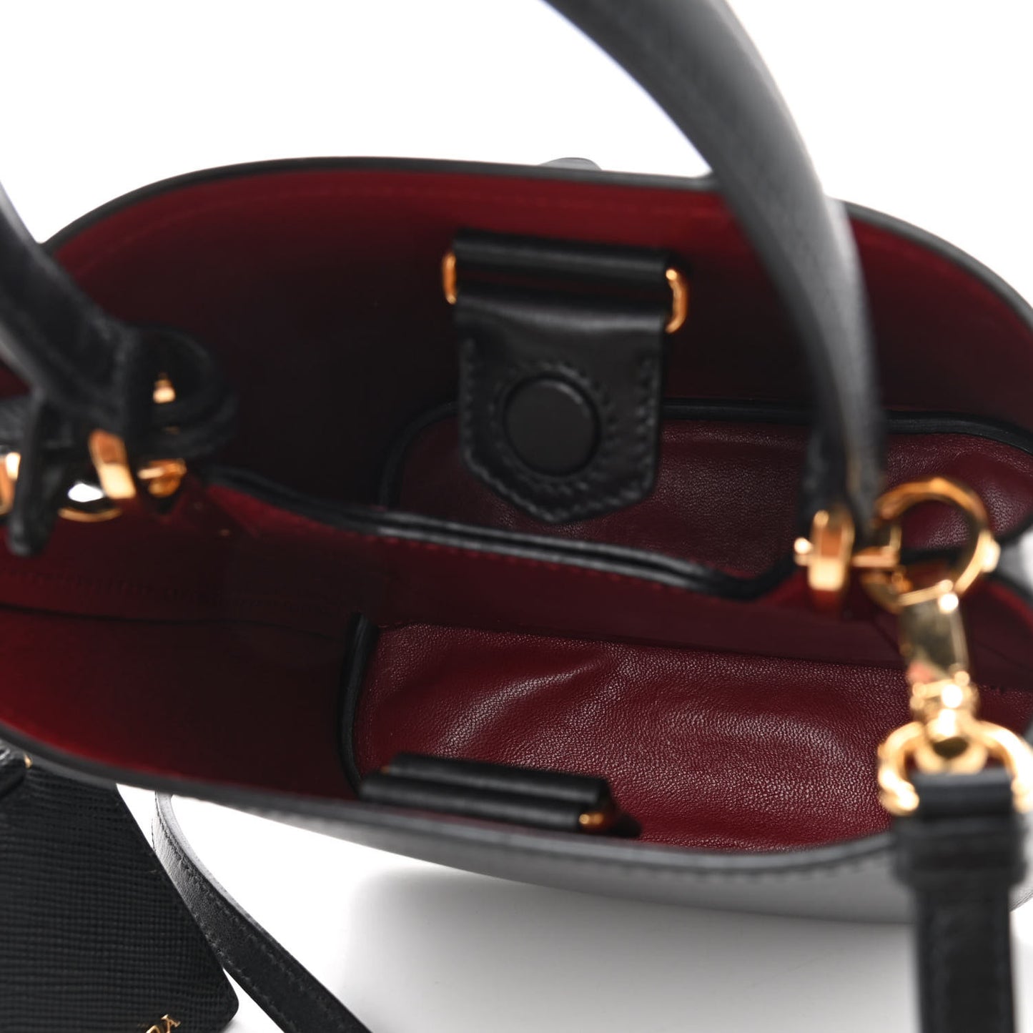 Saffiano Cuir Small Panier Bucket Bag Black Fuoco