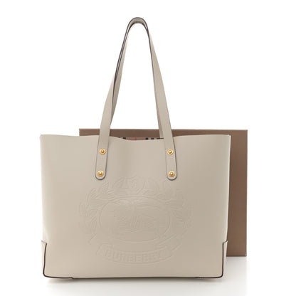 Burberry Calfskin Crest Embossed Small Tote Limestone 14 of 14