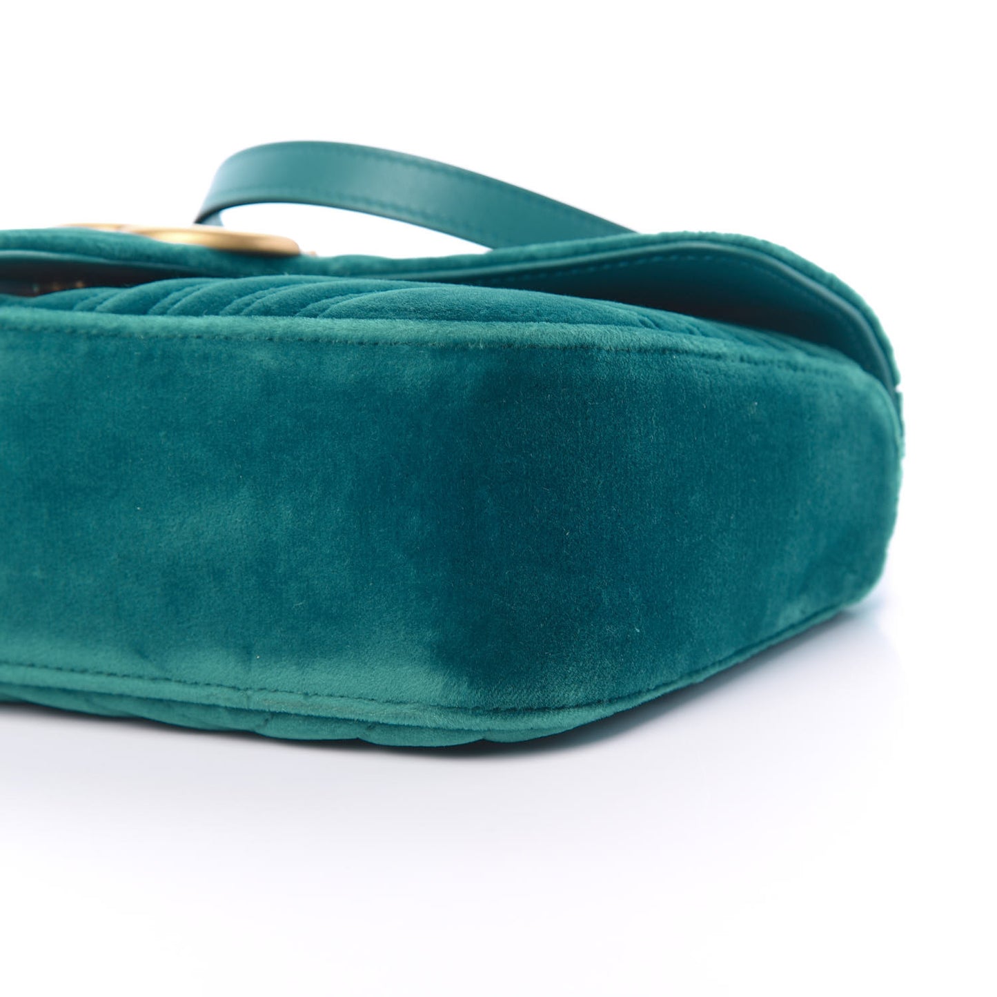 Velvet Matelasse Small GG Marmont Shoulder Bag Pavone Cyan