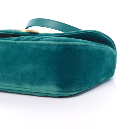 Gucci Velvet Matelasse Small GG Marmont Shoulder Bag Pavone Cyan 9 of 10
