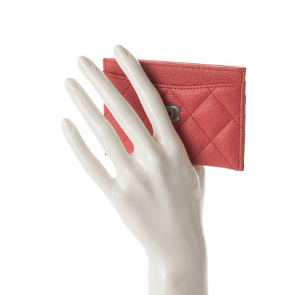 Chanel Caviar Quilted Card Holder Dark Pink 2 of 7