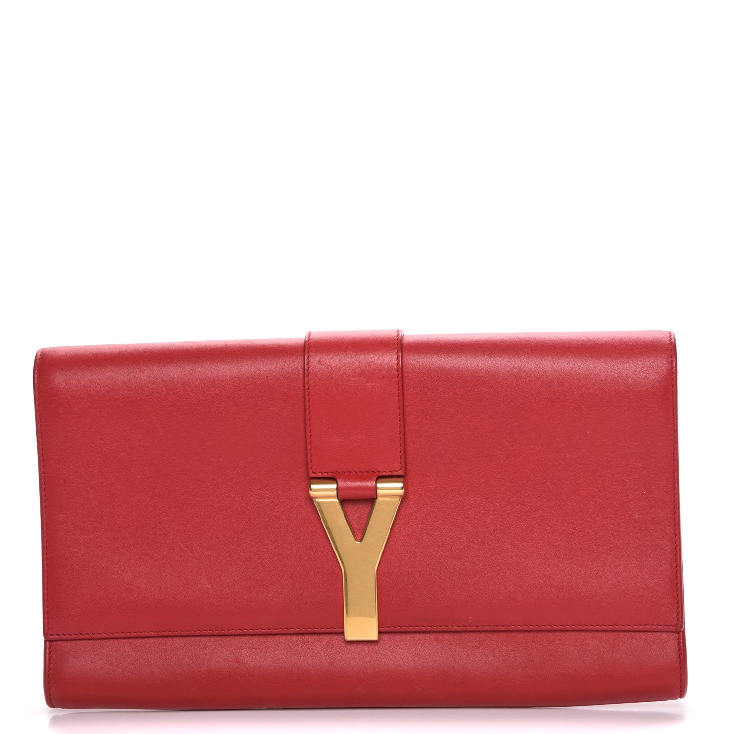 Saint Laurent Calfskin Classic Y Ligne Clutch Red 1 of 8