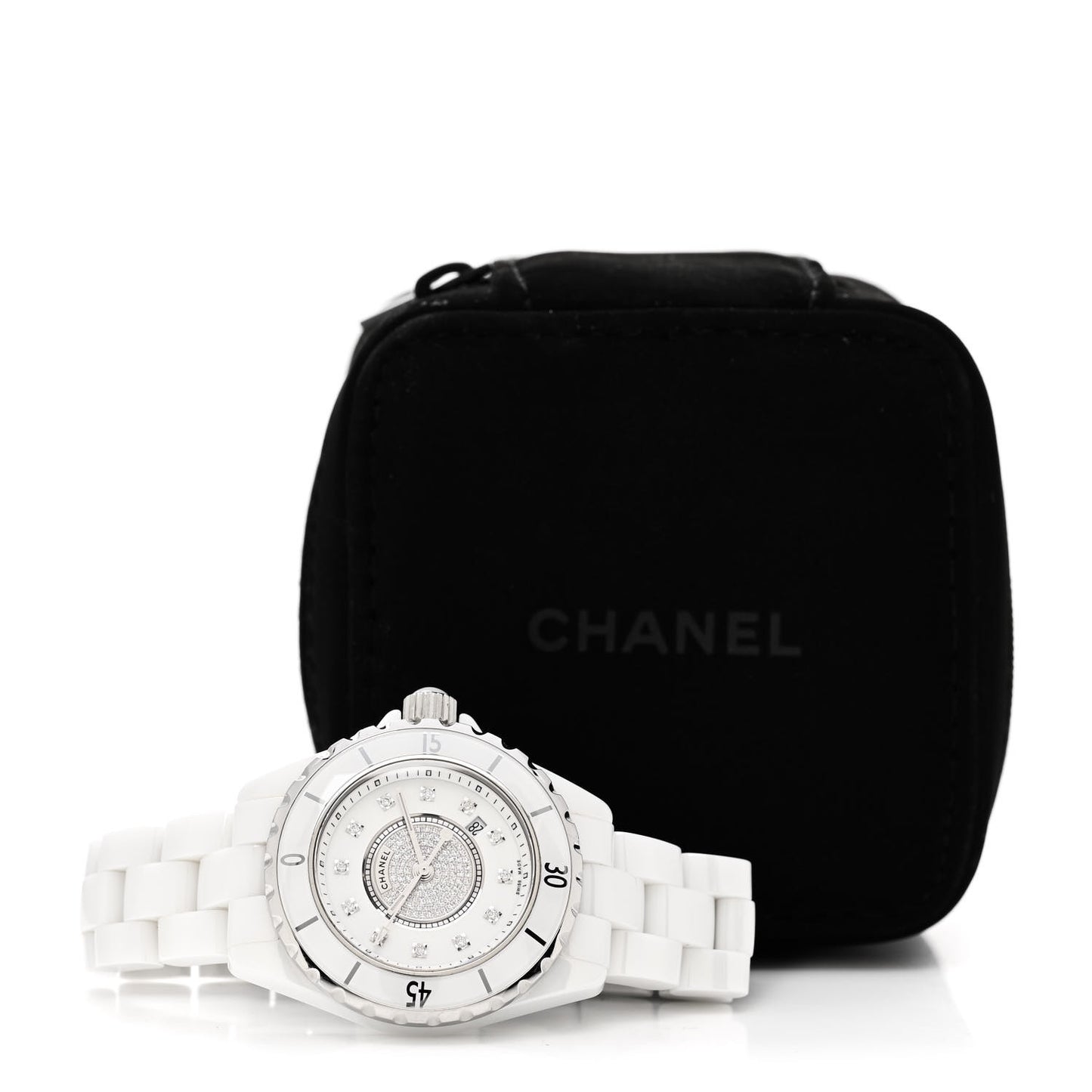 Stainless Steel Ceramic Diamond Dial 33mm J12 Quartz Watch White