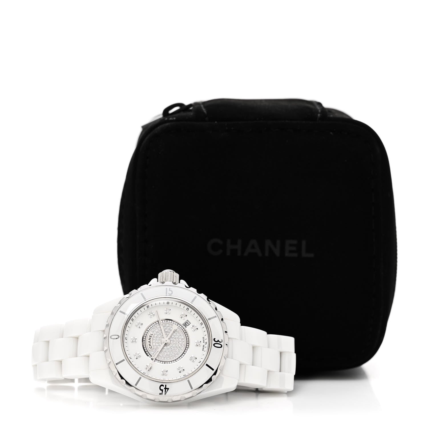 Chanel Stainless Steel Ceramic Diamond Dial 33mm J12 Quartz Watch White 5 of 5