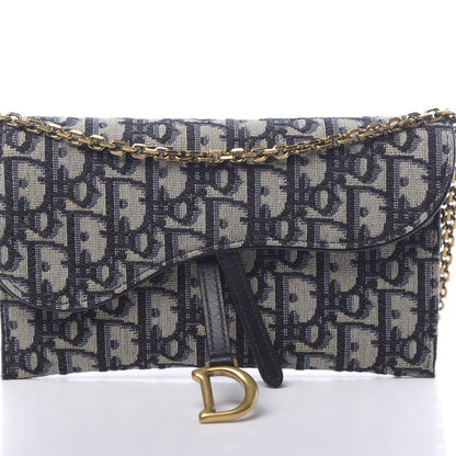 Christian Dior Oblique Saddle Chain Long Wallet Blue 11 of 12