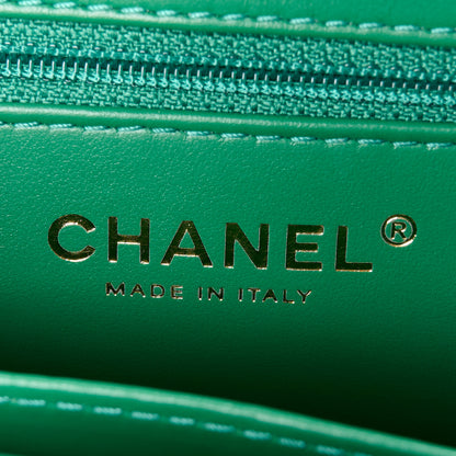 Chanel Shiny Aged Calfskin Quilted Nano Kelly Shopper Green 6 of 10