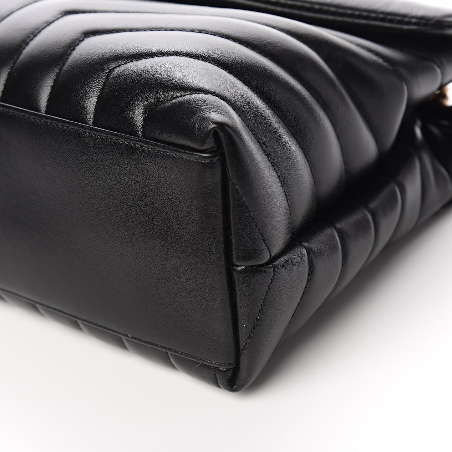 Calfskin Y Quilted Monogram Medium Loulou Chain Satchel Black