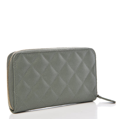 Chanel Iridescent Caviar Quilted Medium Zip Around Wallet Light Green 3 of 10