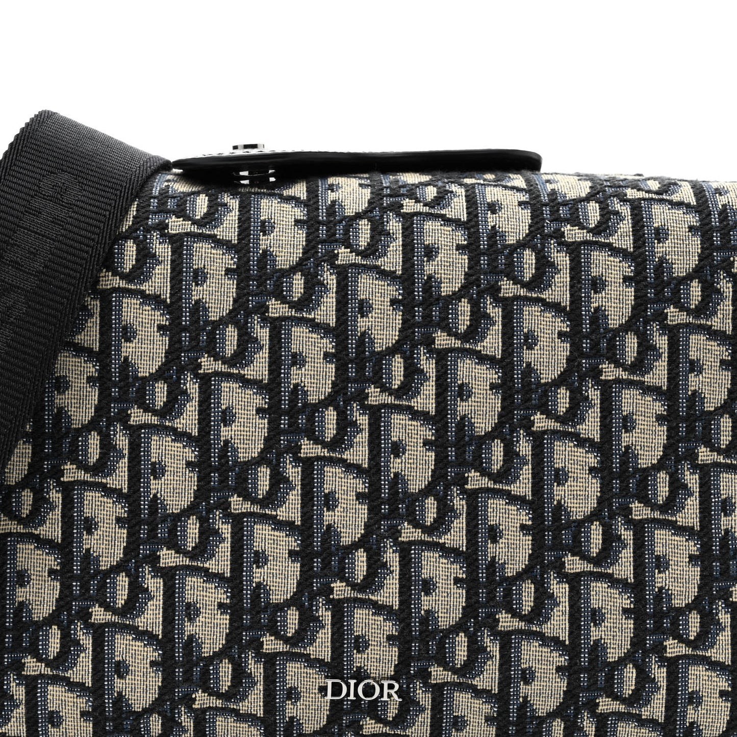 Oblique Jacquard Grained Calfskin Lingot Pouch Beige Black