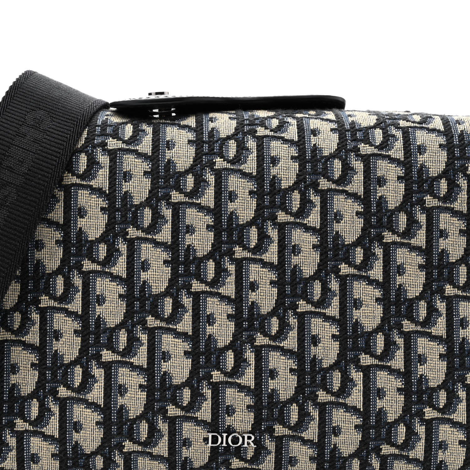 Christian Dior Oblique Jacquard Grained Calfskin Lingot Pouch Beige Black 8 of 11