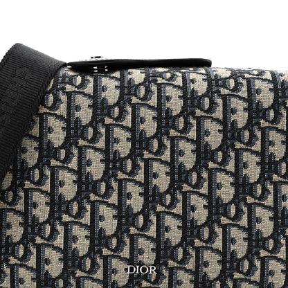 Christian Dior Oblique Jacquard Grained Calfskin Lingot Pouch Beige Black 8 of 11