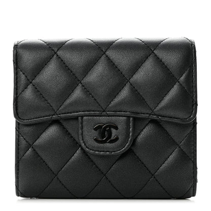 Chanel Lambskin Quilted Compact Flap Wallet So Black 1 of 8