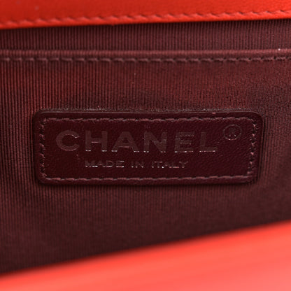 Chanel Wrinkled Lambskin Chevron Quilted Medium Boy Flap Orange 6 of 13