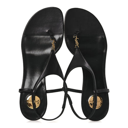 Saint Laurent Smooth Calfskin Cassandra Monogram Sandals 38 Black 3 of 22