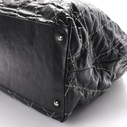 Chanel Glazed Goatskin Double Contrast Stitch Tote Black 7 of 13
