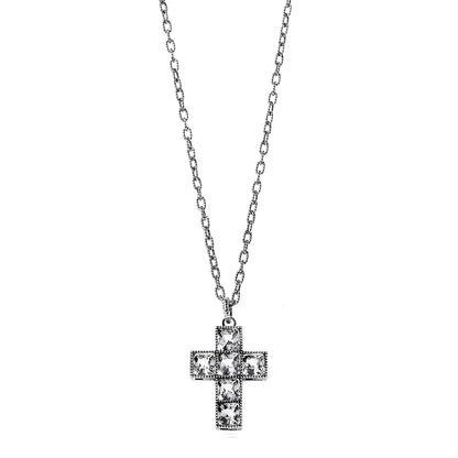 Gucci Sterling Silver Quartz Square G Cross Pendant Necklace 1 of 7