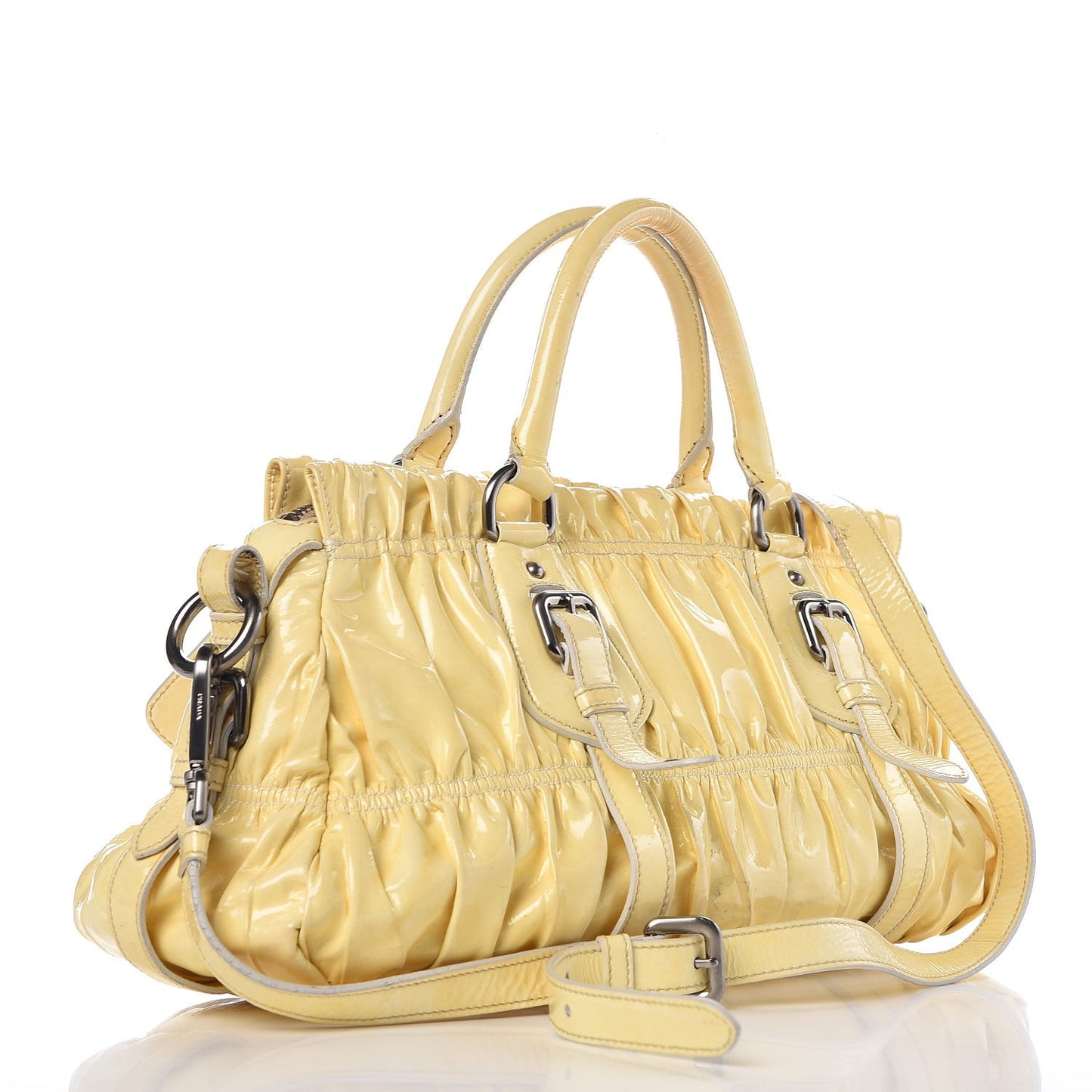 Vernice Dressy Gaufre Shopping Satchel White