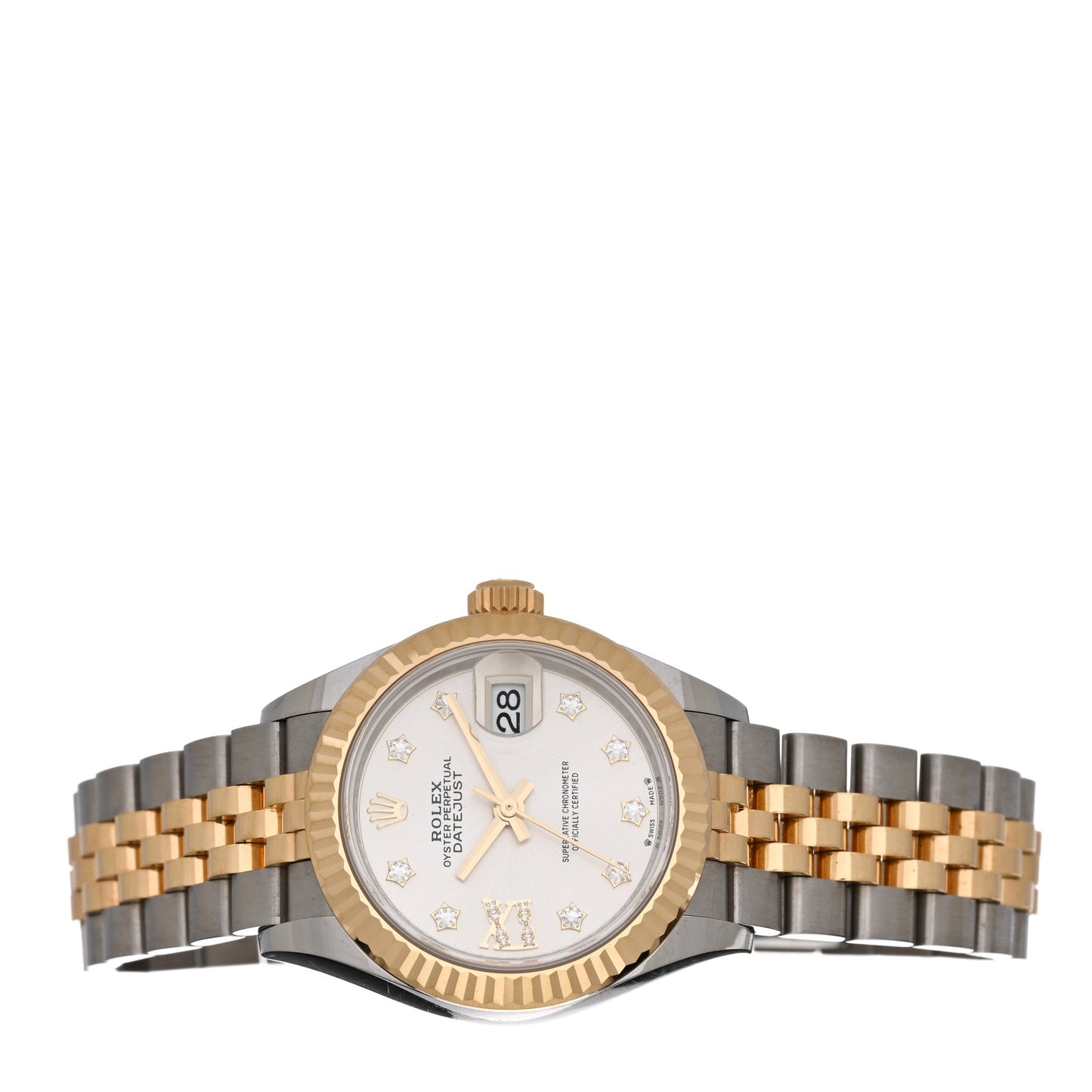 Stainless Steel 18K Yellow Gold Diamond 28mm Oyster Perpetual Datejust Watch Silver 279173
