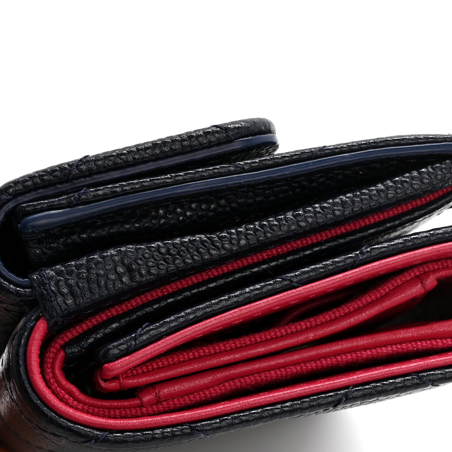 Caviar Metal Perforated Quilted Small CC Flap Wallet Navy