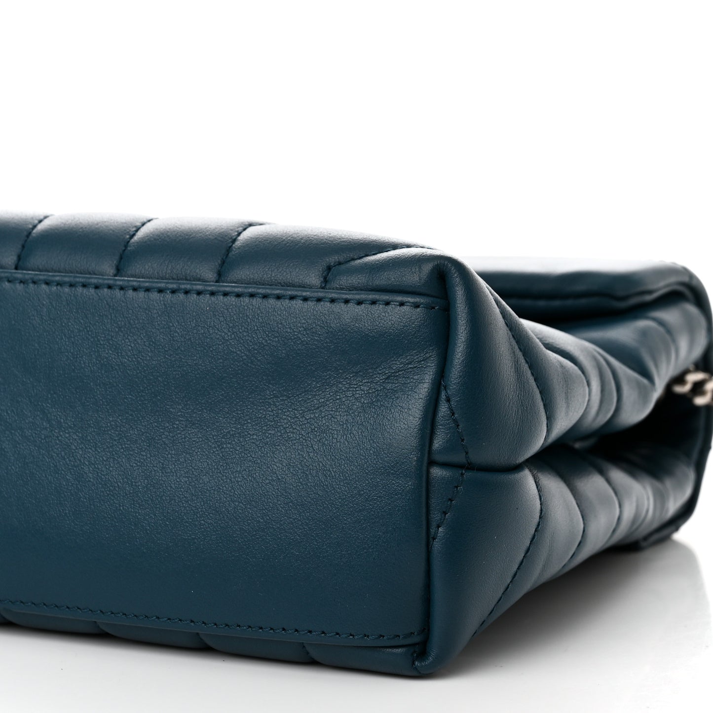 SAINT LAURENT Calfskin Y Quilted Monogram Small Loulou Chain Satchel Green