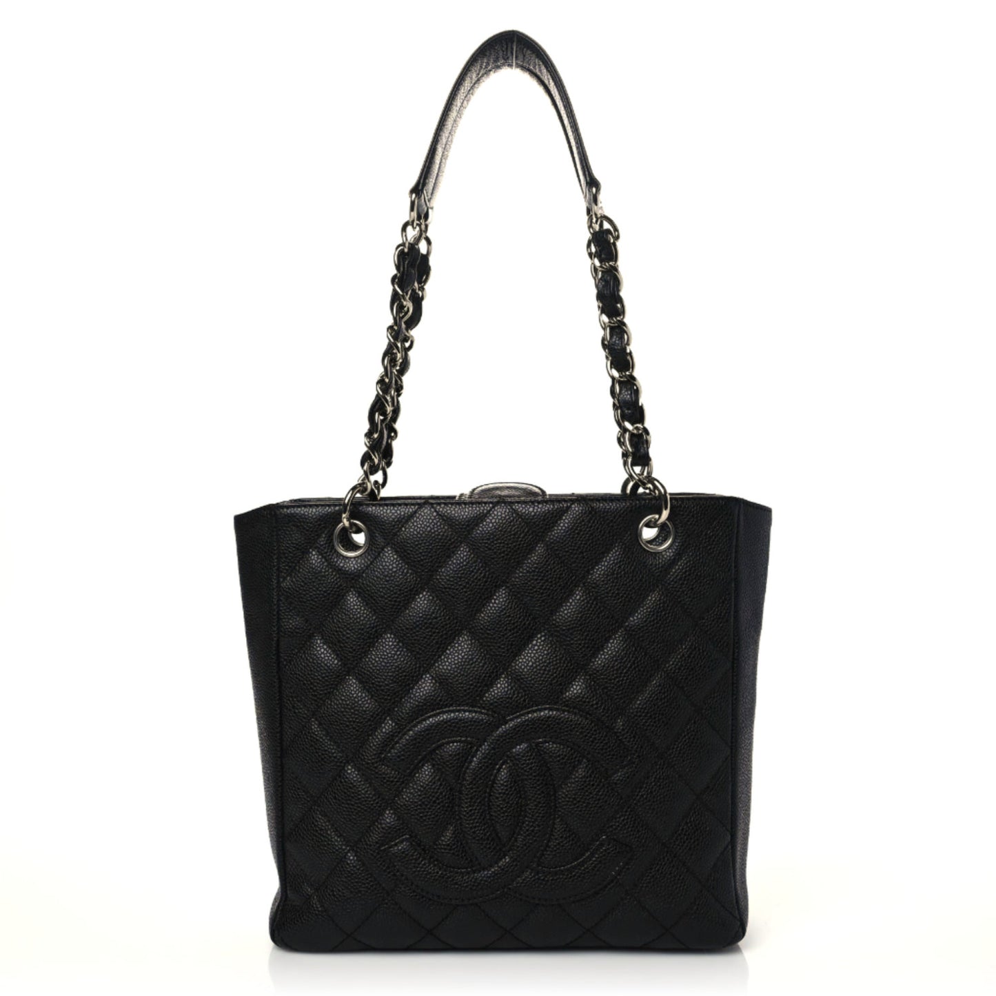 Caviar Quilted Petit Shopping Tote PST Black