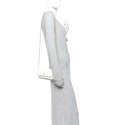 Chanel Calfskin Diamond Stitched Chain Around Flap Phone Holder White 2 of 11