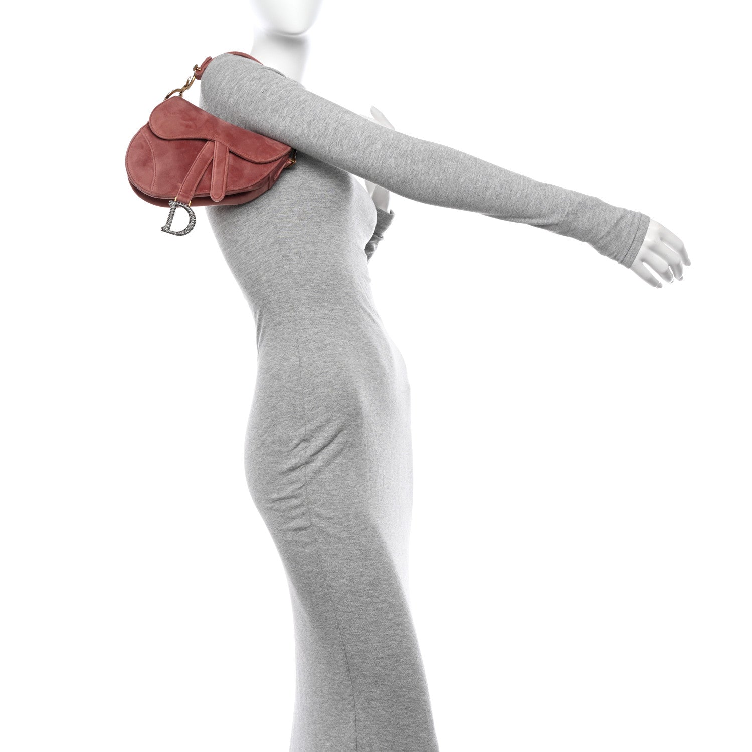 Christian Dior Velvet Crystal Mini Saddle Bag Pink 2 of 11