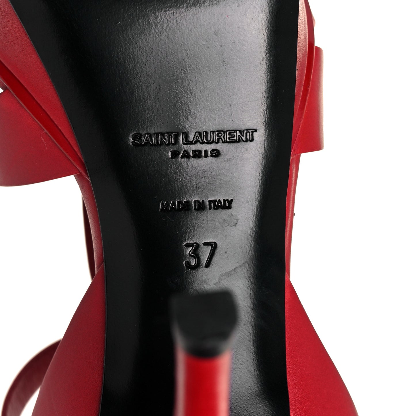 Calfskin Tribute 75 Platform Sandals 37 Rouge Orient