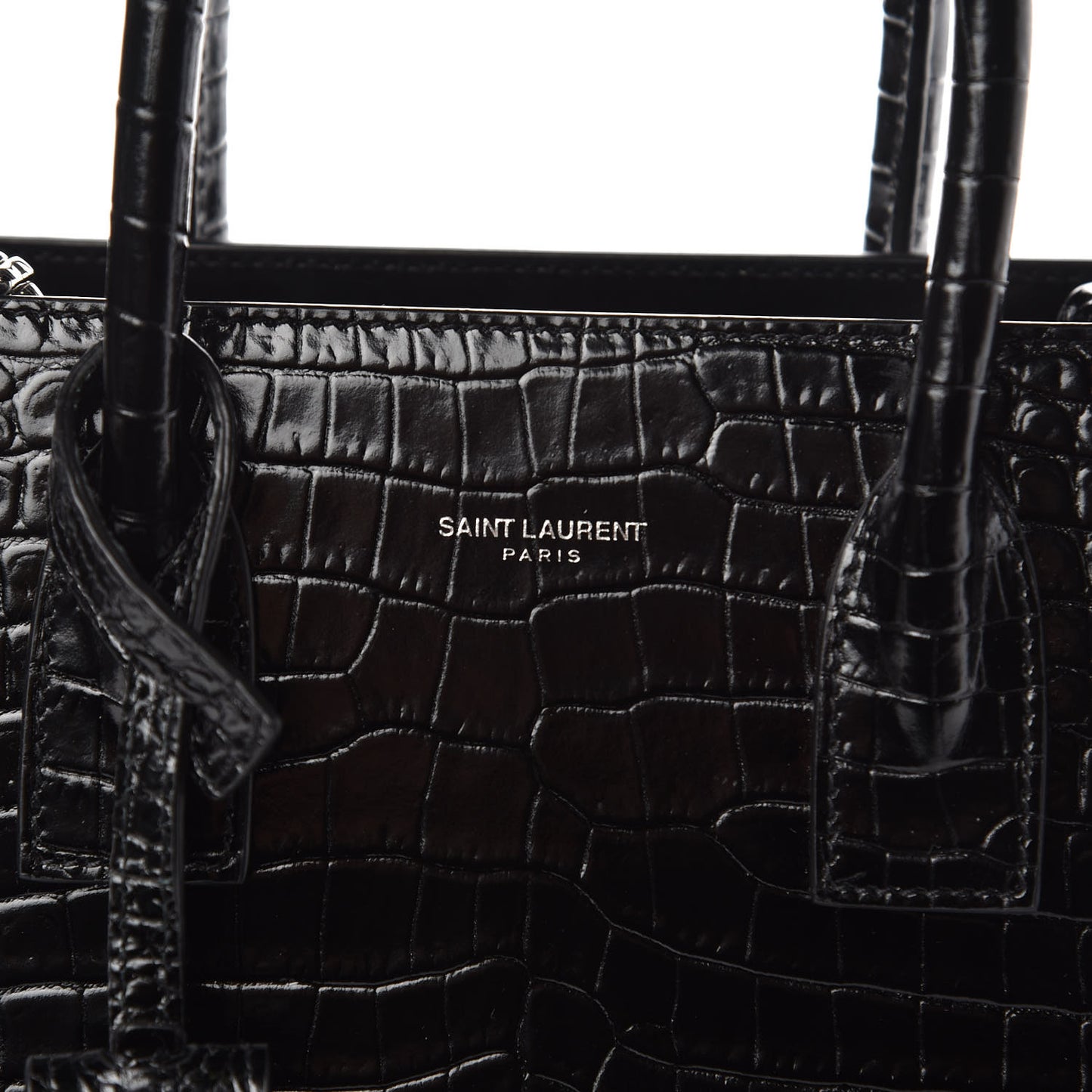 Calfskin Crocodile Embossed Baby Sac De Jour Black