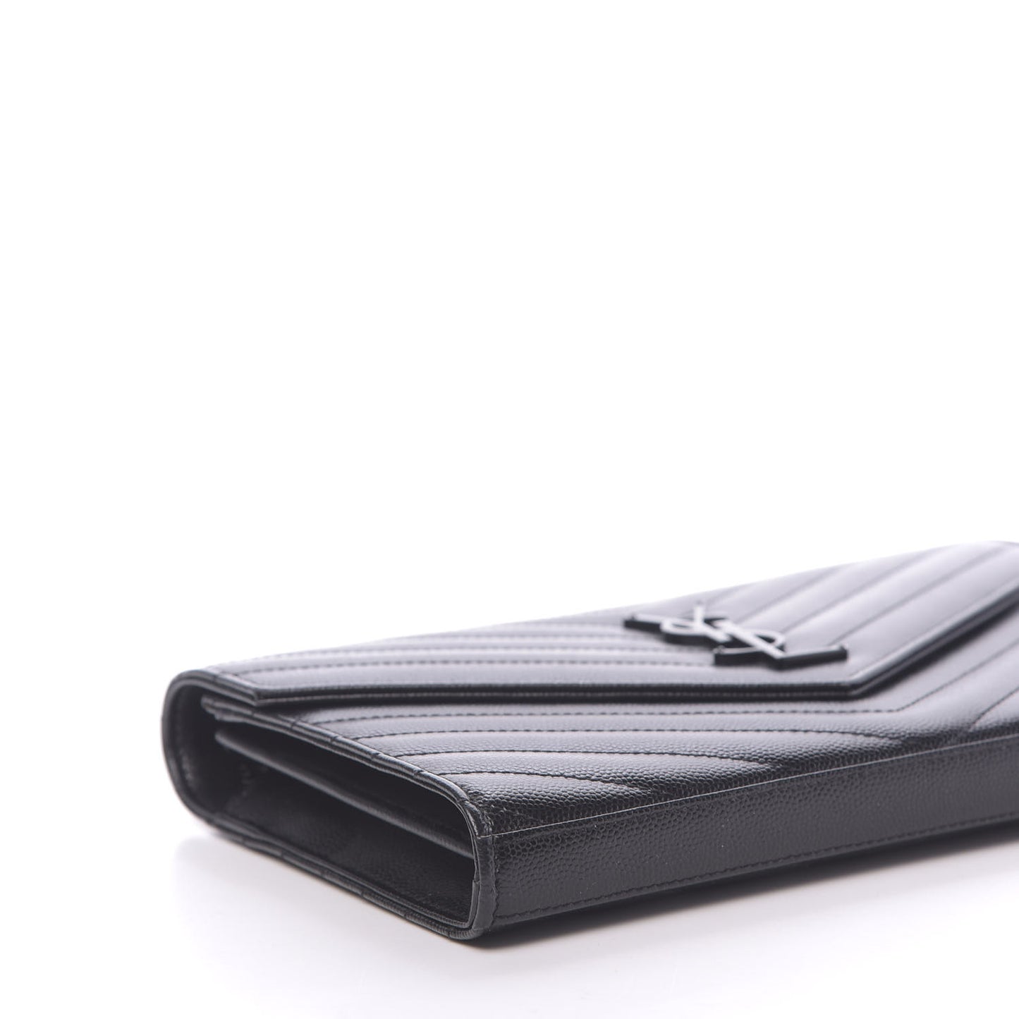 Grain De Poudre Matelasse Chevron Monogram Chain Wallet Black