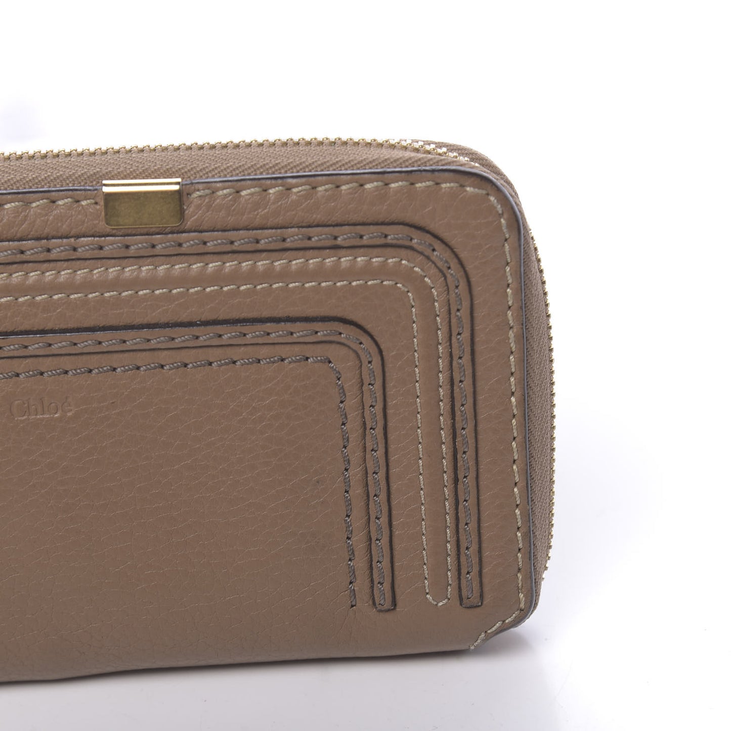 Grained Calfskin Marcie Long Zip Around Wallet Nut
