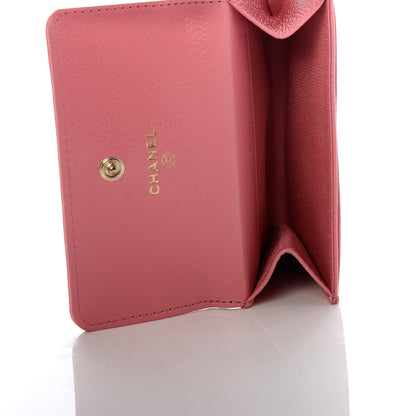 Chanel Caviar Camellia Embossed Card Holder Wallet Pink 5 of 8