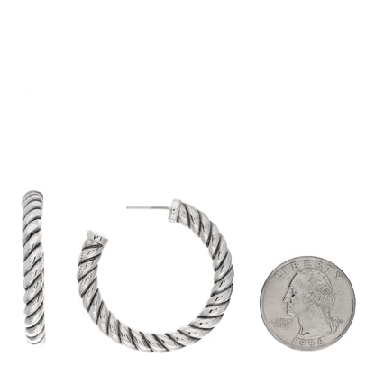 David Yurman Sterling Silver Sculpted Cable Hoop Earrings 2 of 4
