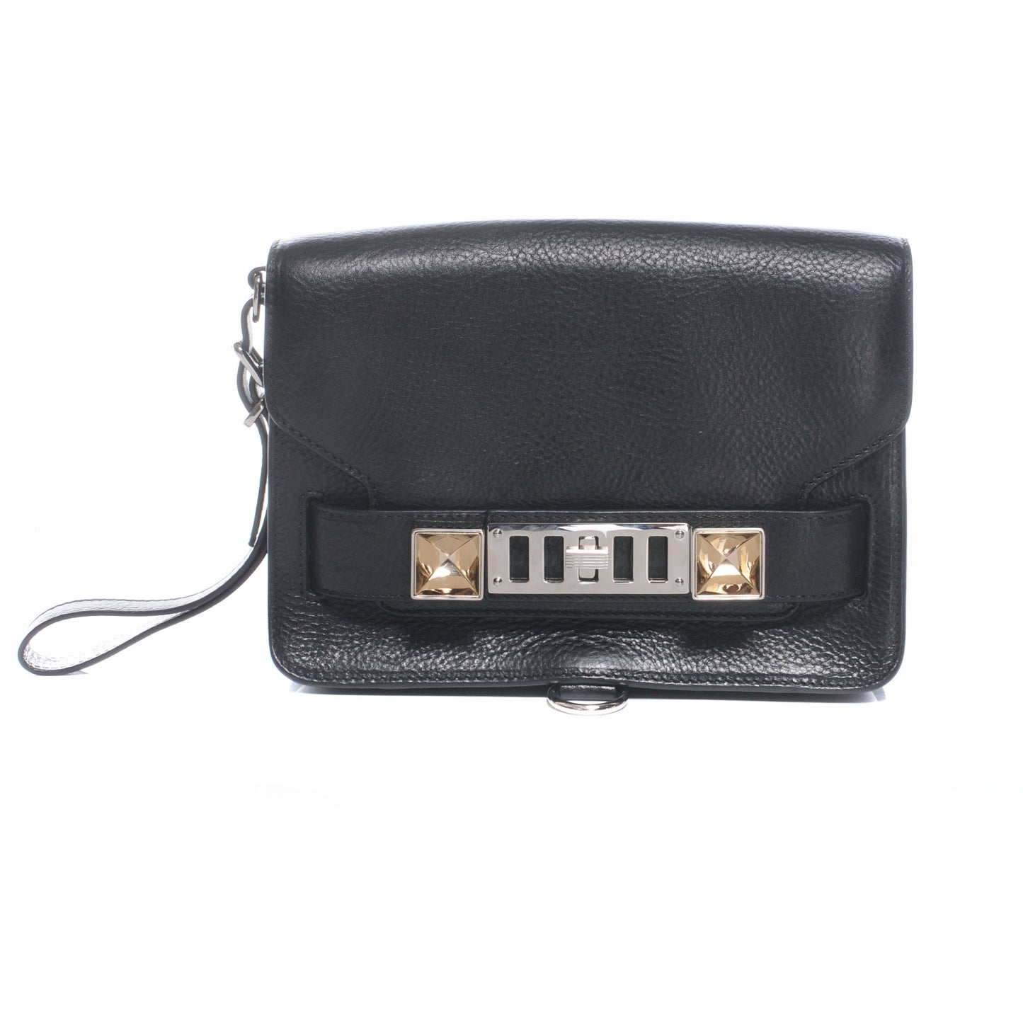 Textured Leather PS11 Wristlet Clutch Black