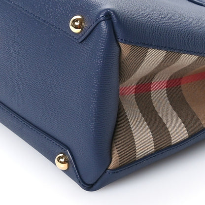 Burberry Derby Calfskin Vintage Check Medium Banner Tote Regency Blue 11 of 12