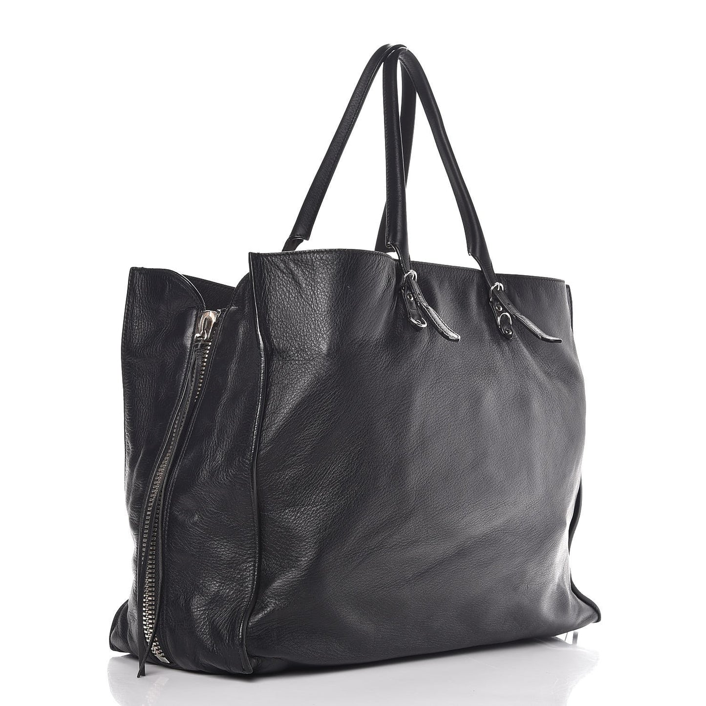 Supple Calfskin Papier A4 Zip Around Tote Black