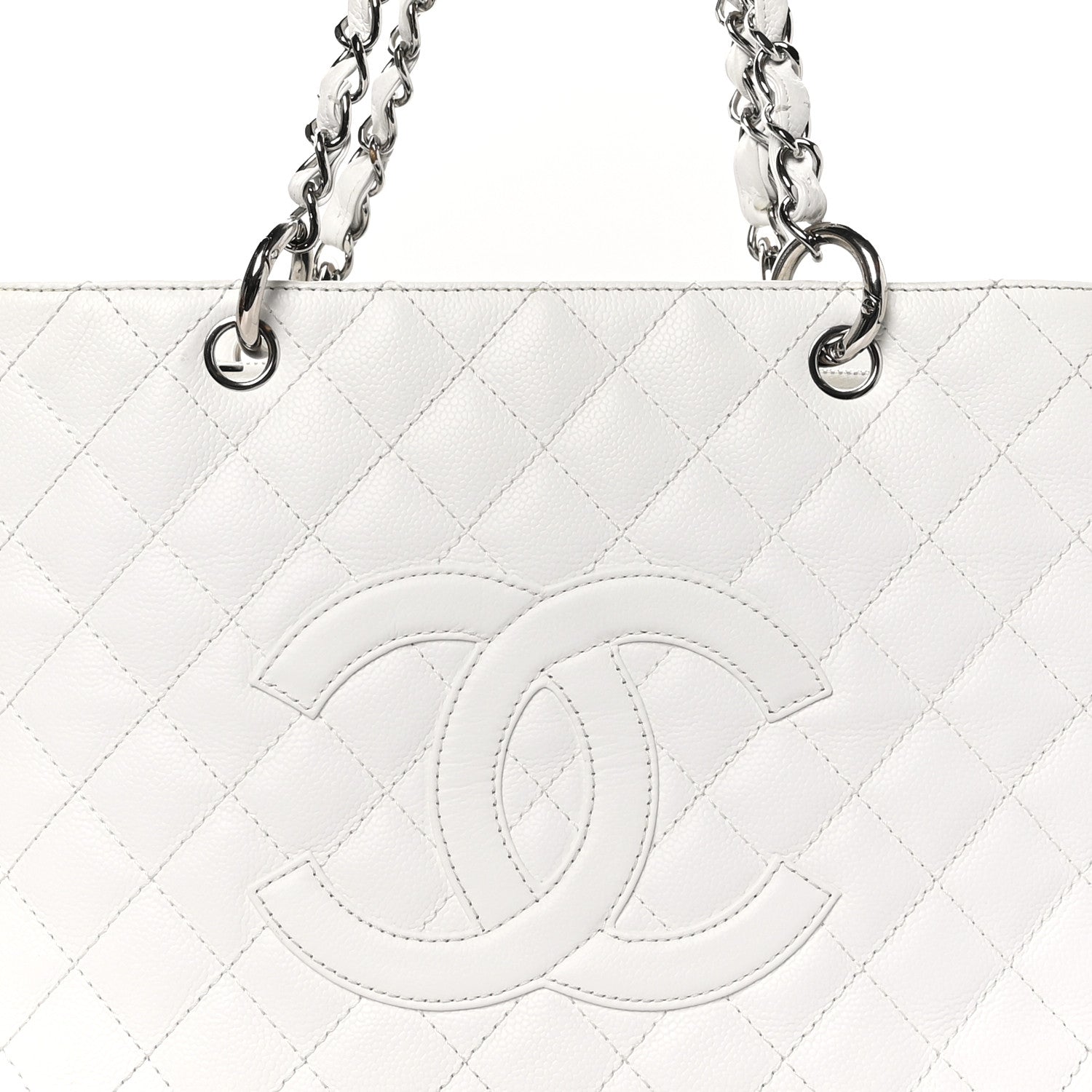 Chanel Caviar Quilted Grand Shopping Tote GST White 8 of 11