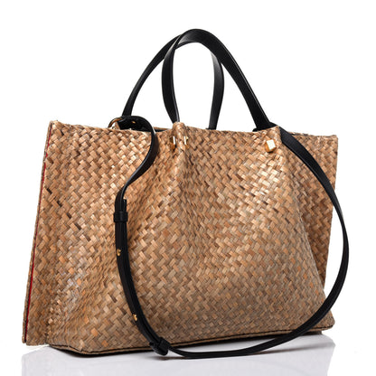 Valentino Garavani Raffia Medium Vlogo Escape Shopper Natural Black Rouge 5 of 23