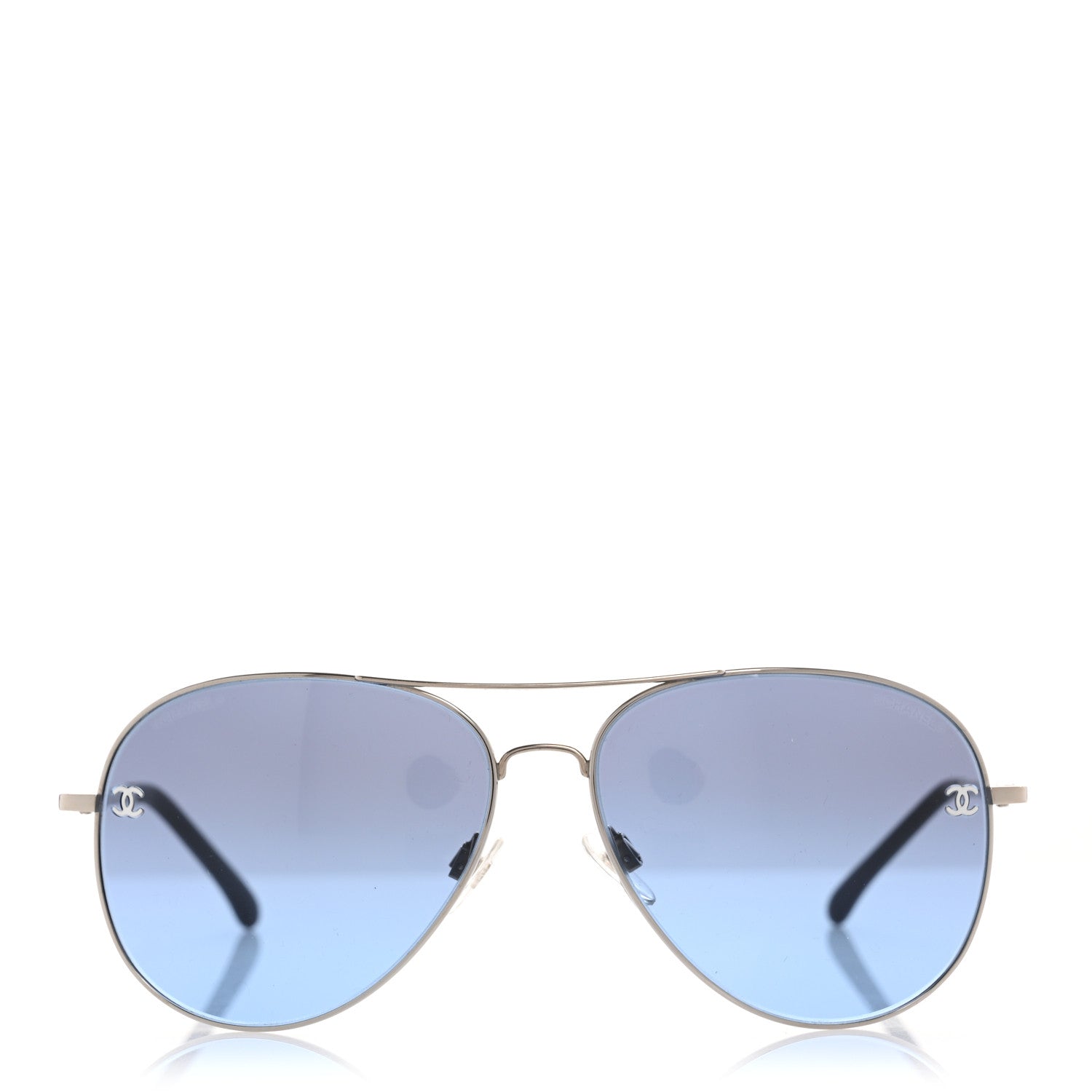 Chanel Metal Pilot Aviator CC Sunglasses 4189-T-Q Silver 2 of 8