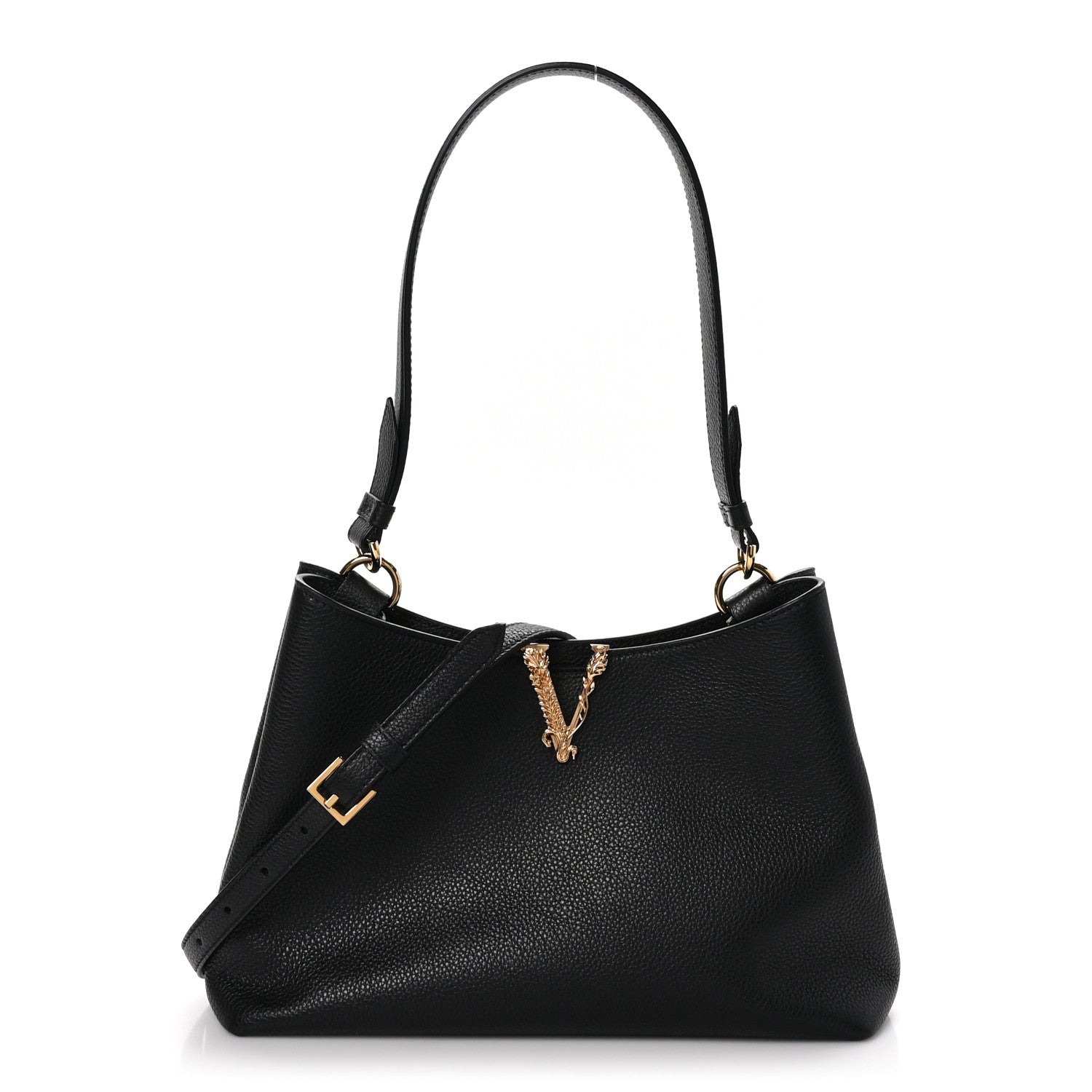 Versace Calfskin Vitello Virtus Hobo Black 1 of 9