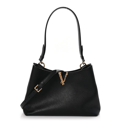 Versace Calfskin Vitello Virtus Hobo Black 1 of 9