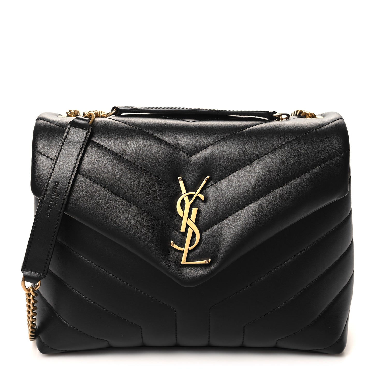 Calfskin Y Quilted Monogram Small Loulou Chain Satchel Black