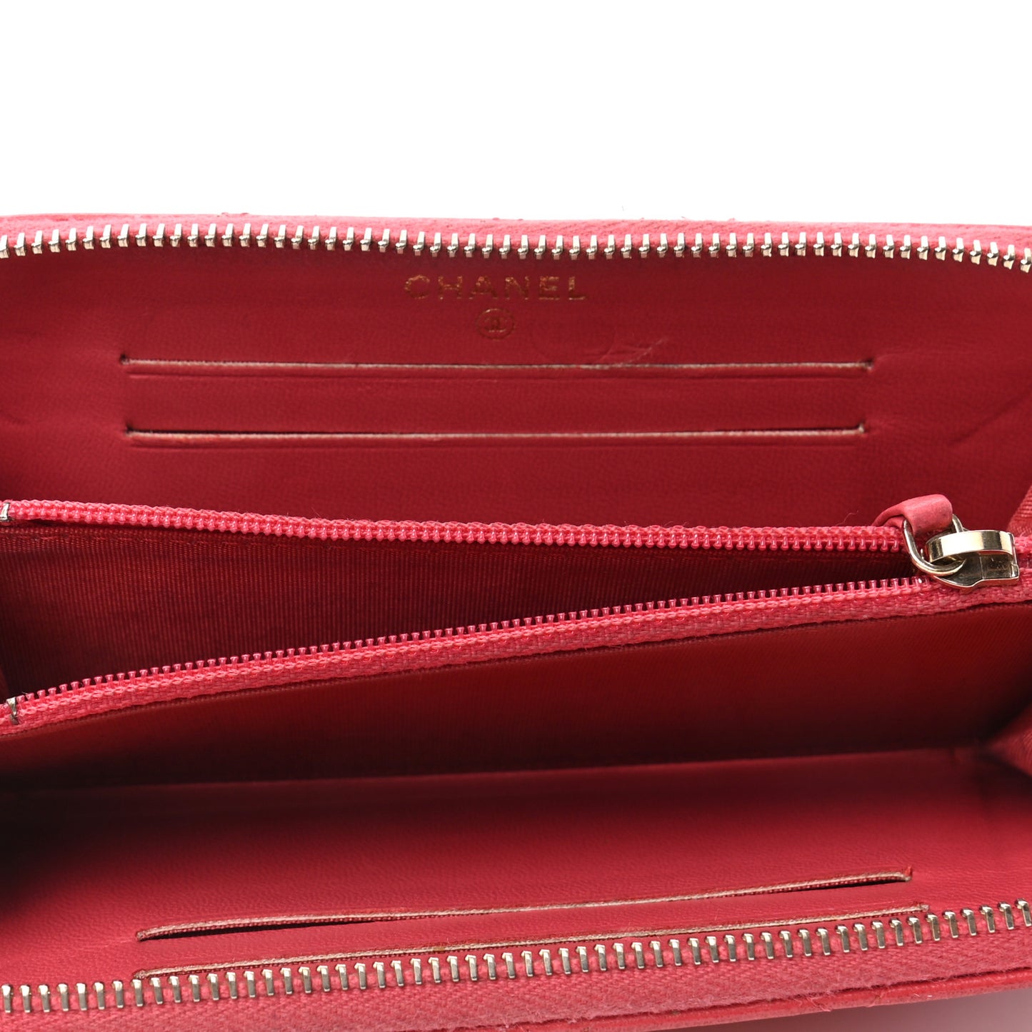 Lambskin Quilted Small Lucky Charms Zip Around Wallet Pink