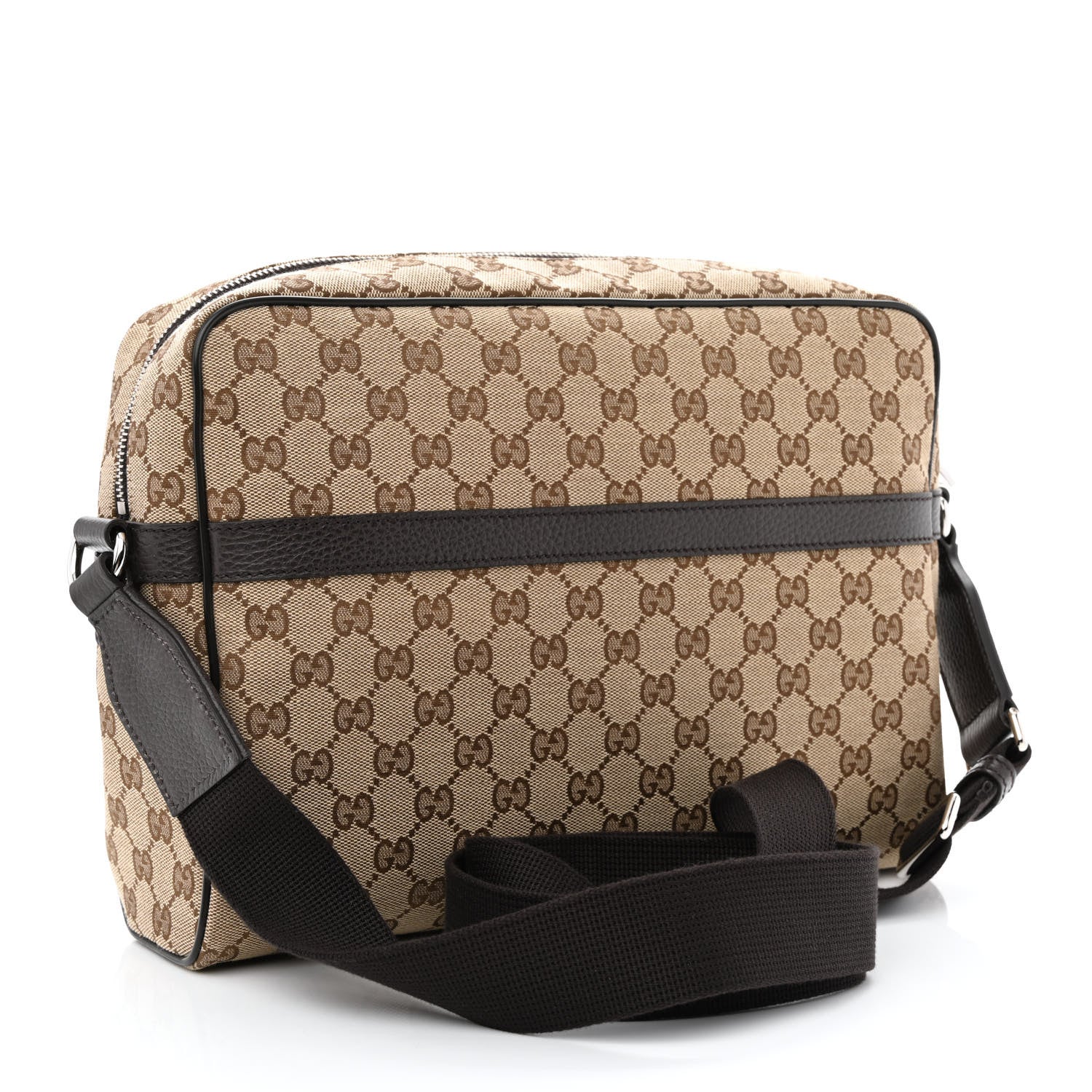Gucci Monogram Dollar Calfskin Large Camera Case Beige Ebony Testa di Moro Marrone Scuro 2 of 9