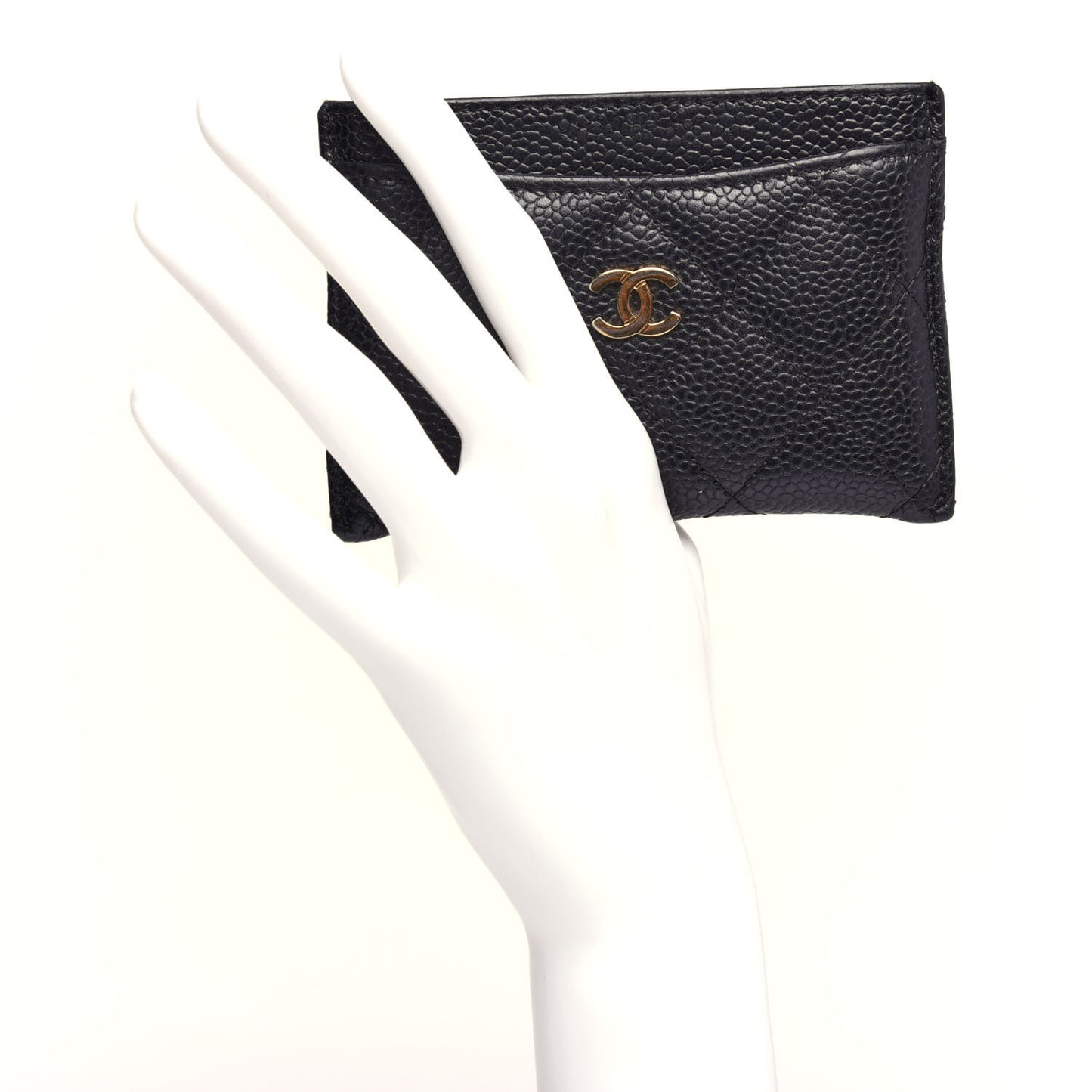 Caviar Quilted Card Holder Black