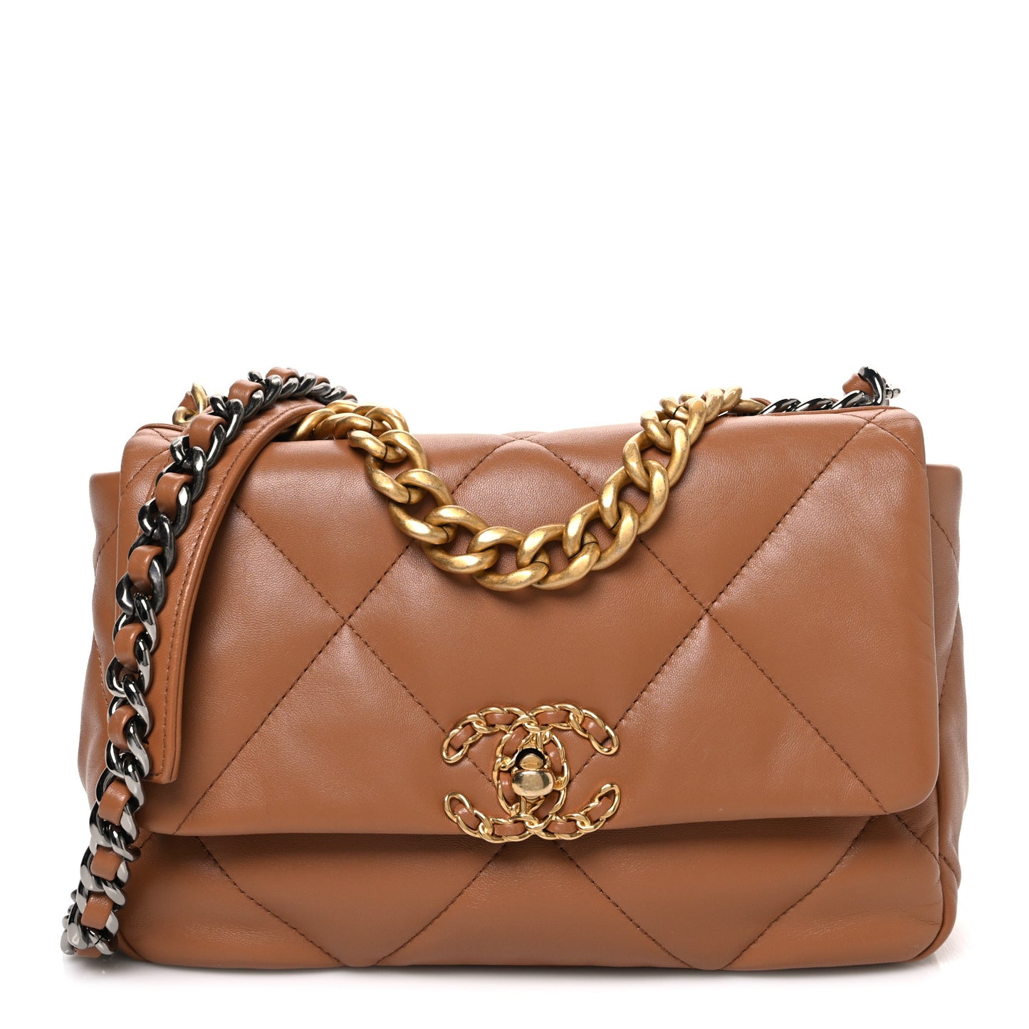 Lambskin Quilted Medium Chanel 19 Flap Brown
